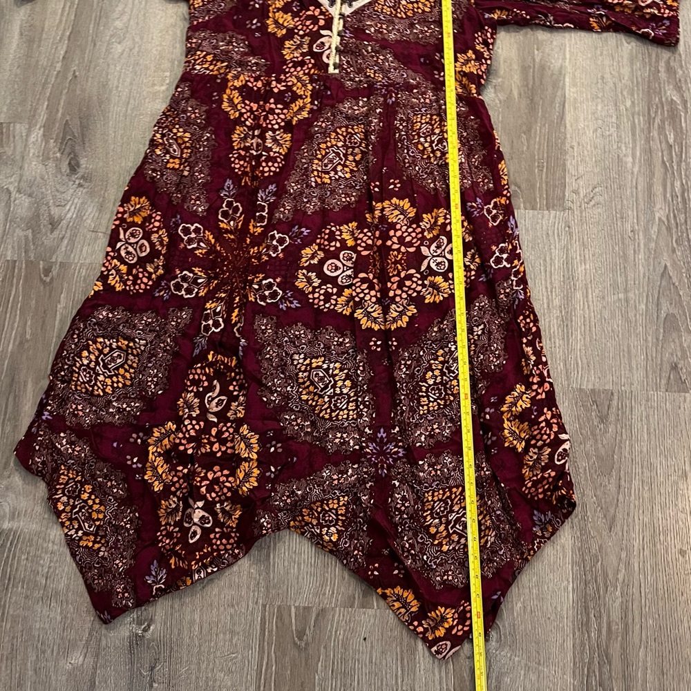 Anthropologie Maroon and Yellow Patterned Maxi Dress - Picture 14 of 15